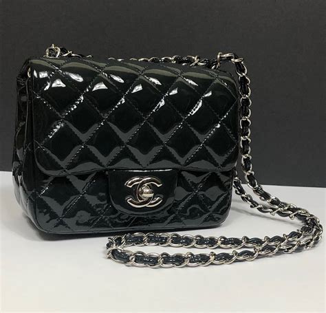 chanel mini square patent leather|Mini classic handbag with top handle, Patent calfskin & gold.